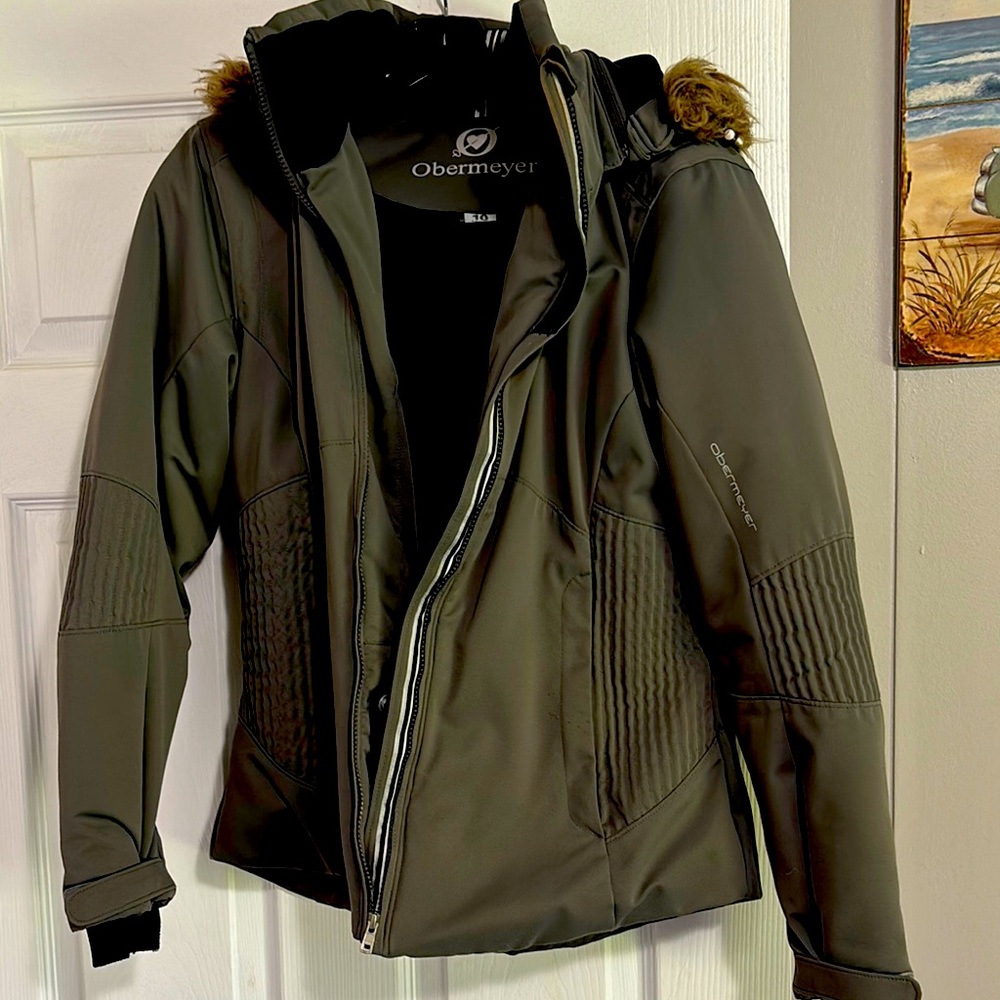 Obermeyer light grey Hooded Ski Jacket size 10